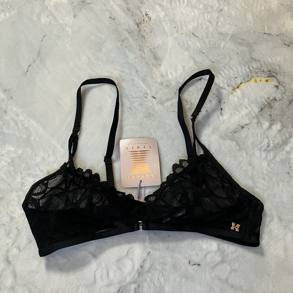 Savage Fenty Bra‎ Womens Size XS Savage Not Sorry Bralette Caviar Black
